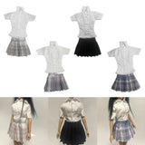 Maxbell 1/6 Button Down Shirt and Skirt Dress up for 12'' Action Figures Accessories White blue skirt