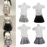 Maxbell 1/6 Button Down Shirt and Skirt Dress up for 12'' Action Figures Accessories White blue skirt