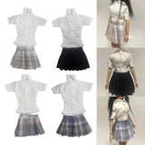 Maxbell 1/6 Button Down Shirt and Skirt Dress up for 12'' Action Figures Accessories White blue skirt