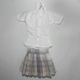 Maxbell 1/6 Button Down Shirt and Skirt Dress up for 12'' Action Figures Accessories White blue skirt