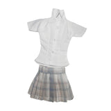 Maxbell 1/6 Button Down Shirt and Skirt Dress up for 12'' Action Figures Accessories White blue skirt