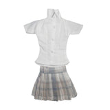 Maxbell 1/6 Button Down Shirt and Skirt Dress up for 12'' Action Figures Accessories White blue skirt