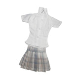 Maxbell 1/6 Button Down Shirt and Skirt Dress up for 12'' Action Figures Accessories White blue skirt