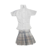 Maxbell 1/6 Button Down Shirt and Skirt Dress up for 12'' Action Figures Accessories White blue skirt