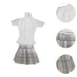 Maxbell 1/6 Button Down Shirt and Skirt Dress up for 12'' Action Figures Accessories White blue skirt