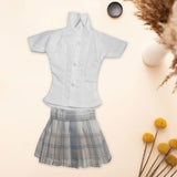 Maxbell 1/6 Button Down Shirt and Skirt Dress up for 12'' Action Figures Accessories White blue skirt