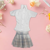 Maxbell 1/6 Button Down Shirt and Skirt Dress up for 12'' Action Figures Accessories White blue skirt