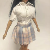 Maxbell 1/6 Button Down Shirt and Skirt Dress up for 12'' Action Figures Accessories White blue skirt