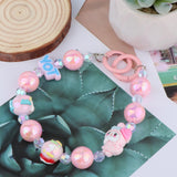 Maxbell Cartoon Bead Bracelet Wristband Decoration for Anniversary Valentine Wedding Pink