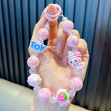 Maxbell Cartoon Bead Bracelet Wristband Decoration for Anniversary Valentine Wedding Pink