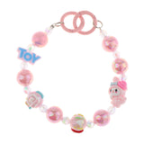 Maxbell Cartoon Bead Bracelet Wristband Decoration for Anniversary Valentine Wedding Pink