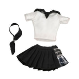 Maxbell 3Pcs 1/6 Female Short Sleeve T Shirt and Skirt with Tie for 12 inch Dress up