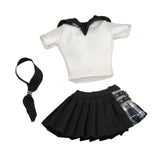 Maxbell 3Pcs 1/6 Female Short Sleeve T Shirt and Skirt with Tie for 12 inch Dress up