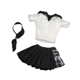 Maxbell 3Pcs 1/6 Female Short Sleeve T Shirt and Skirt with Tie for 12 inch Dress up