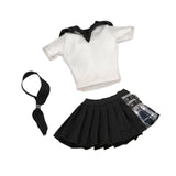 Maxbell 3Pcs 1/6 Female Short Sleeve T Shirt and Skirt with Tie for 12 inch Dress up