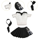 Maxbell 3Pcs 1/6 Female Short Sleeve T Shirt and Skirt with Tie for 12 inch Dress up