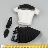 Maxbell 3Pcs 1/6 Female Short Sleeve T Shirt and Skirt with Tie for 12 inch Dress up