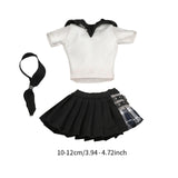 Maxbell 3Pcs 1/6 Female Short Sleeve T Shirt and Skirt with Tie for 12 inch Dress up