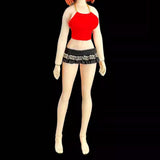 Maxbell 1/12 Female Doll Clothes Tank Top and Short Skirt Clothing for 6 inch Figure Red and Black