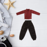 Maxbell 1/12 Female Doll Clothes PU Leather Jacket with Pants Mini for 6 inch Figure