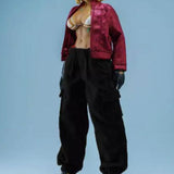 Maxbell 1/12 Female Doll Clothes PU Leather Jacket with Pants Mini for 6 inch Figure