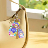 Maxbell Beaded Keychain Backpacks Accessories Wristlet Keyring for Adults Women Gift Violet