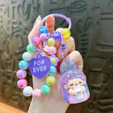 Maxbell Beaded Keychain Backpacks Accessories Wristlet Keyring for Adults Women Gift Violet
