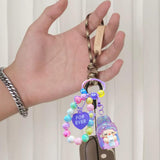 Maxbell Beaded Keychain Backpacks Accessories Wristlet Keyring for Adults Women Gift Violet