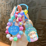 Maxbell Beaded Keychain Backpacks Accessories Wristlet Keyring for Adults Women Gift Blue