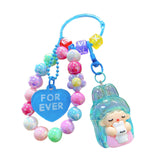 Maxbell Beaded Keychain Backpacks Accessories Wristlet Keyring for Adults Women Gift Blue