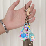 Maxbell Beaded Keychain Backpacks Accessories Wristlet Keyring for Adults Women Gift Blue