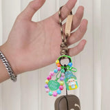 Maxbell Beaded Keychain Backpacks Accessories Wristlet Keyring for Adults Women Gift Green