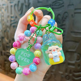 Maxbell Beaded Keychain Backpacks Accessories Wristlet Keyring for Adults Women Gift Green