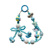 Maxbell Beaded Keychain Phone Charm Backpack Accessories Keyring for Kids Women Gift blue