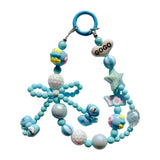 Maxbell Beaded Keychain Phone Charm Backpack Accessories Keyring for Kids Women Gift blue