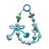 Maxbell Beaded Keychain Phone Charm Backpack Accessories Keyring for Kids Women Gift blue