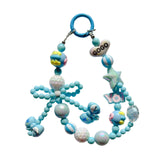 Maxbell Beaded Keychain Phone Charm Backpack Accessories Keyring for Kids Women Gift blue