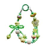 Maxbell Beaded Keychain Phone Charm Backpack Accessories Keyring for Kids Women Gift green