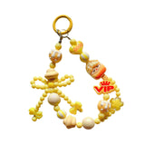 Maxbell Beaded Keychain Phone Charm Backpack Accessories Keyring for Kids Women Gift yellow