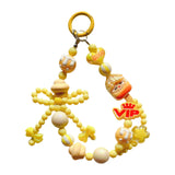 Maxbell Beaded Keychain Phone Charm Backpack Accessories Keyring for Kids Women Gift yellow