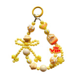 Maxbell Beaded Keychain Phone Charm Backpack Accessories Keyring for Kids Women Gift yellow