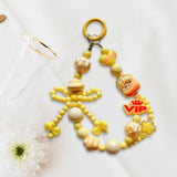 Maxbell Beaded Keychain Phone Charm Backpack Accessories Keyring for Kids Women Gift yellow