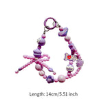 Maxbell Beaded Keychain Phone Charm Backpack Accessories Keyring for Kids Women Gift purple