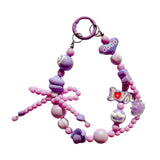 Maxbell Beaded Keychain Phone Charm Backpack Accessories Keyring for Kids Women Gift purple