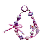 Maxbell Beaded Keychain Phone Charm Backpack Accessories Keyring for Kids Women Gift purple