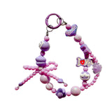 Maxbell Beaded Keychain Phone Charm Backpack Accessories Keyring for Kids Women Gift purple