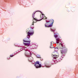 Maxbell Beaded Keychain Phone Charm Backpack Accessories Keyring for Kids Women Gift purple