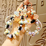 Maxbell Beaded Keychain Charm Beads Women Hanging Ornament Key Chain Engagement Gift White