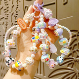 Maxbell Beaded Keychain Charm Beads Women Hanging Ornament Key Chain Engagement Gift White