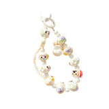 Maxbell Beaded Keychain Charm Beads Women Hanging Ornament Key Chain Engagement Gift White